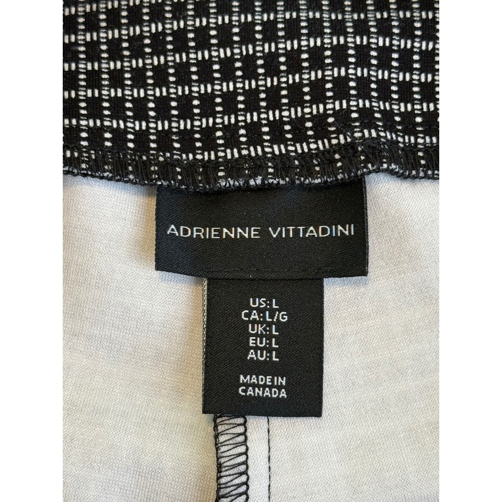 Adrienne Vittadini Black White Micro Grid Pull On Straight Leg Pants Womens Sz L - Picture 9 of 11